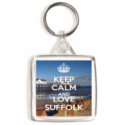 Keep Calm and Love Suffolk - Square Keyring