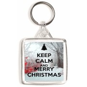 Keep Calm and Merry Christmas - Square Keyring