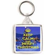 Keep Calm and Merry Christmas - Square Keyring