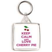 Keep Calm and Love Cherry Pie - Square Keyring