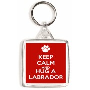 Keep Calm and Hug a Labrador - Square Keyring