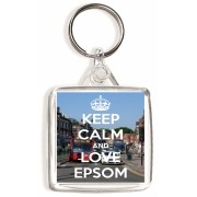 Keep Calm and Love Epsom - Square Keyring
