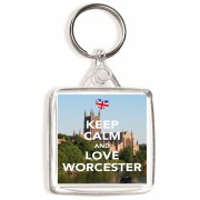Keep Calm and Love Worcester - Square Keyring