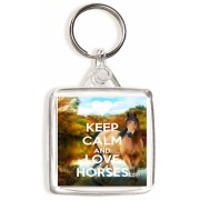 Keep Calm and Love Horses - Square Keyring