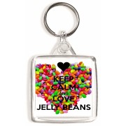 Keep Calm and Love Jelly Beans - Square Keyring