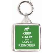 Keep Calm and Love Reindeer - Square Keyring