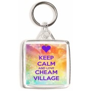 Keep Calm and Love Cheam Village - Square Keyring