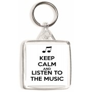Keep Calm and Listen to the Music - Square Keyring