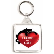 I Love My Cat - Square Keyring