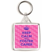Keep Calm I'm a Foster Carer - Square Keyring