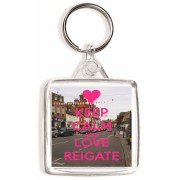 Keep Calm and Love Reigate - Square Keyring