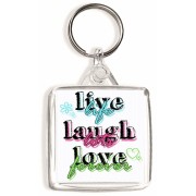 Live Life Laugh Lots Love Forever - Square Keyring