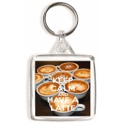 Keep Calm and Have a Latte - Square Keyring