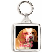 Keep Calm and Love a Beagle - Square Keyring