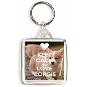 Keep Calm and Love Corgis - Square Keyring