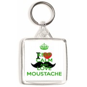 Keep Calm and Love Moustache - Square Keyring
