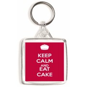 Keep Calm and Eat Cake - Square Keyring