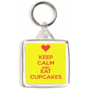 Keep Calm and Eat Cupcakes - Square Keyring