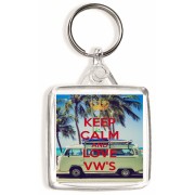 Keep Calm and Love VW's - Square Keyring