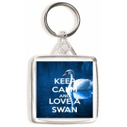 Keep Calm and Love a Swan - Square Keyring