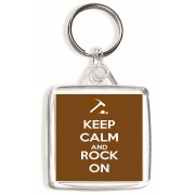Keep Calm and Rock On - Square Keyring