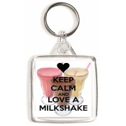 Keep Calm and Love a Milkshake - Square Keyring