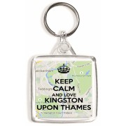 Keep Calm and Love Kingston Upon Thames - Square Keyring