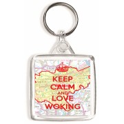 Keep Calm and Love Woking - Square Keyring