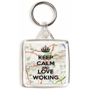 Keep Calm and Love Woking - Square Keyring