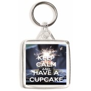 Keep Calm and Have a Cupcake - Square Keyring