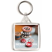 Keep Calm and Love Needlework - Square Keyring
