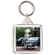 Keep Calm and Love Range Rovers - Square Keyring