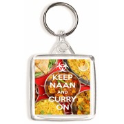 Keep Naan and Curry On - Square Keyring