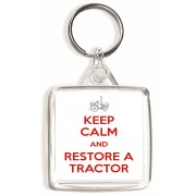 Keep Calm and Restore a Tractor - Square Keyring