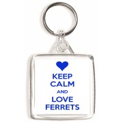 Keep Calm and Love Ferrets - Square Keyring