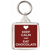 Keep Calm and Eat Chocolate - Square Keyring