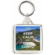 Keep Calm and Love Corfu - Square Keyring