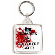 Zombies Eat Brains. So You're Safe! - Square Keyring