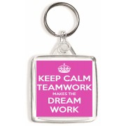 Keep Calm Teamwork Makes the Dream Work - Square Keyring