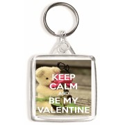 Keep Calm and be My Valentine - Square Keyring