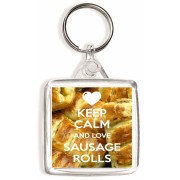 Keep Calm and Love Sausage Rolls - Square Keyring