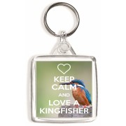 Keep Calm and Love a Kingfisher - Square Keyring