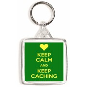 Keep Calm and Keep Caching - Square Keyring