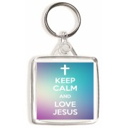 Keep Calm and Love Jesus - Square Keyring