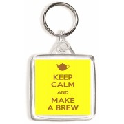 Keep Calm and Make a Brew - Square Keyring