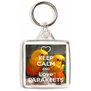 Keep Calm and Love Parakeets - Square Keyring