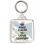 Keep Calm and Love Grimsby - Square Keyring