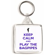 Keep Calm and Play the Bagpipes - Square Keyring