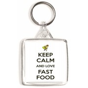 Keep Calm and Love Fast Food - Square Keyring