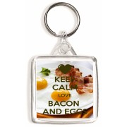 Keep Calm Love Bacon and Eggs - Square Keyring